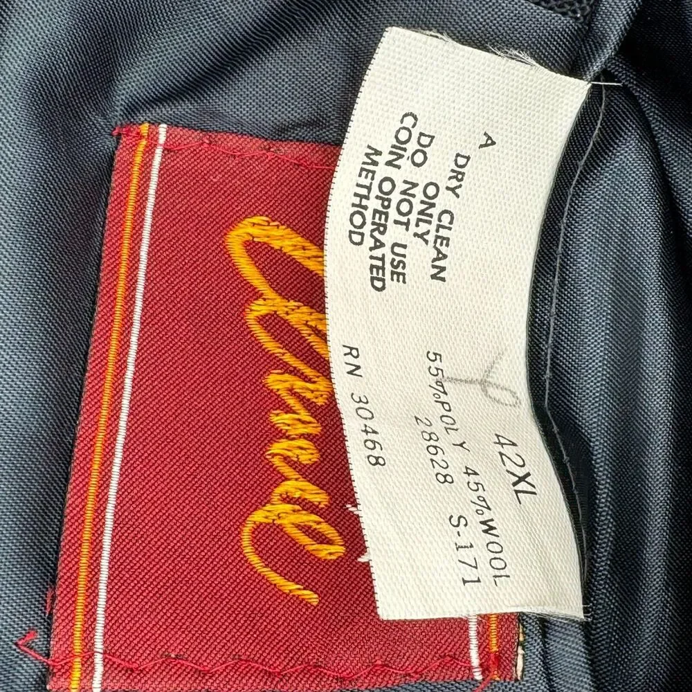 Vintage Arnie 42 XL‎ Wool Sport Coat Jacket Black Blazer Gold Umbrella Buttons